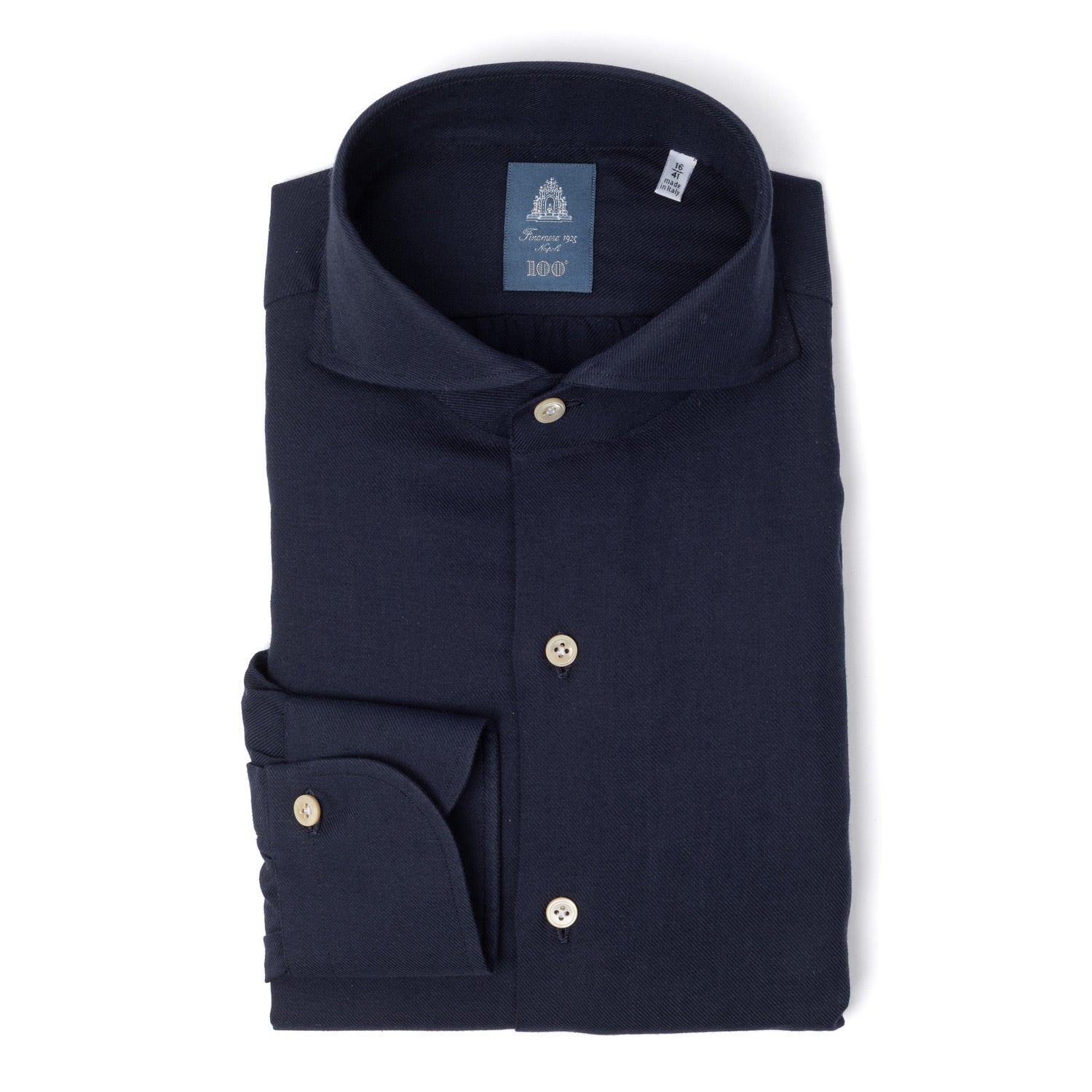 Hand-Sewn Shirt "Lusso Inverno" made of Cotton and Cashmere - Collo Sergio